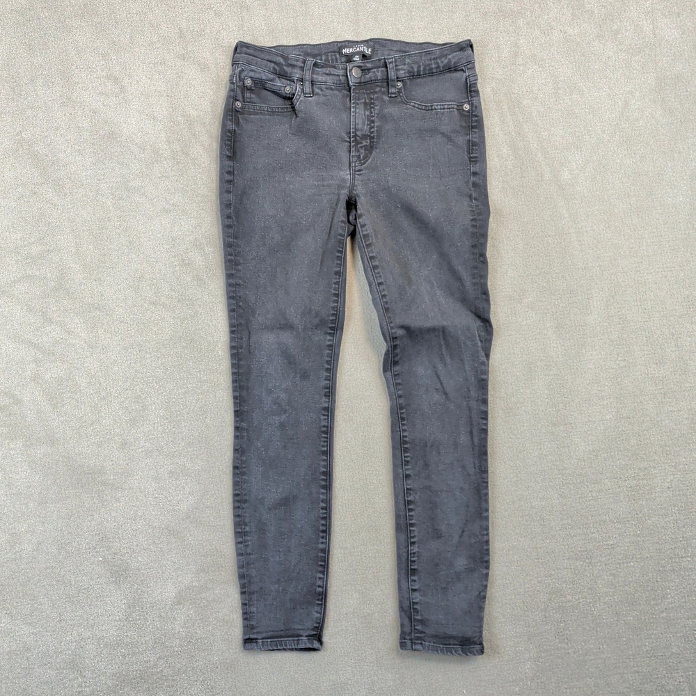 J.Crew Mercantile Jeans Womens 28 Black Skinny Denim Mid Rise Faded Stretch